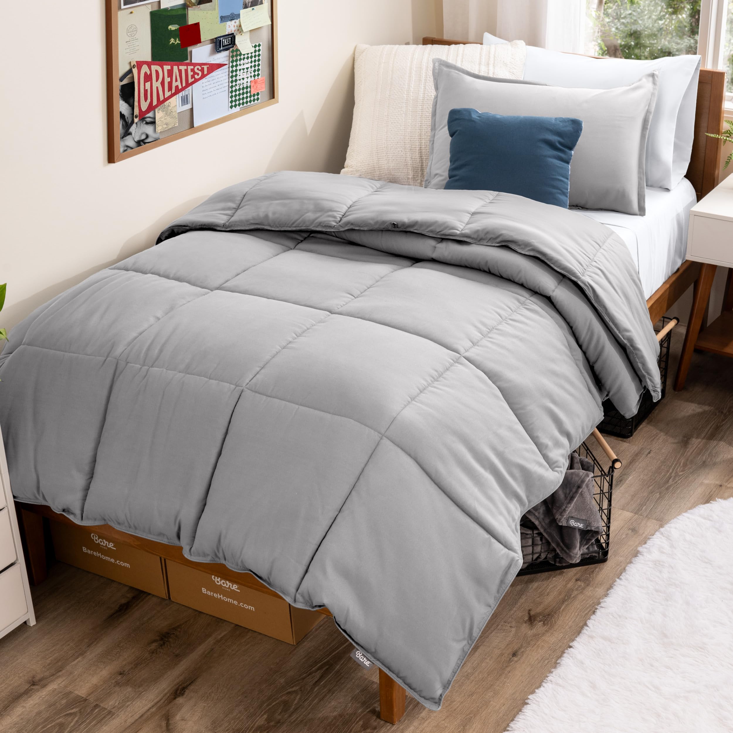 Bare Home comforter front view showing neat finish and inviting look