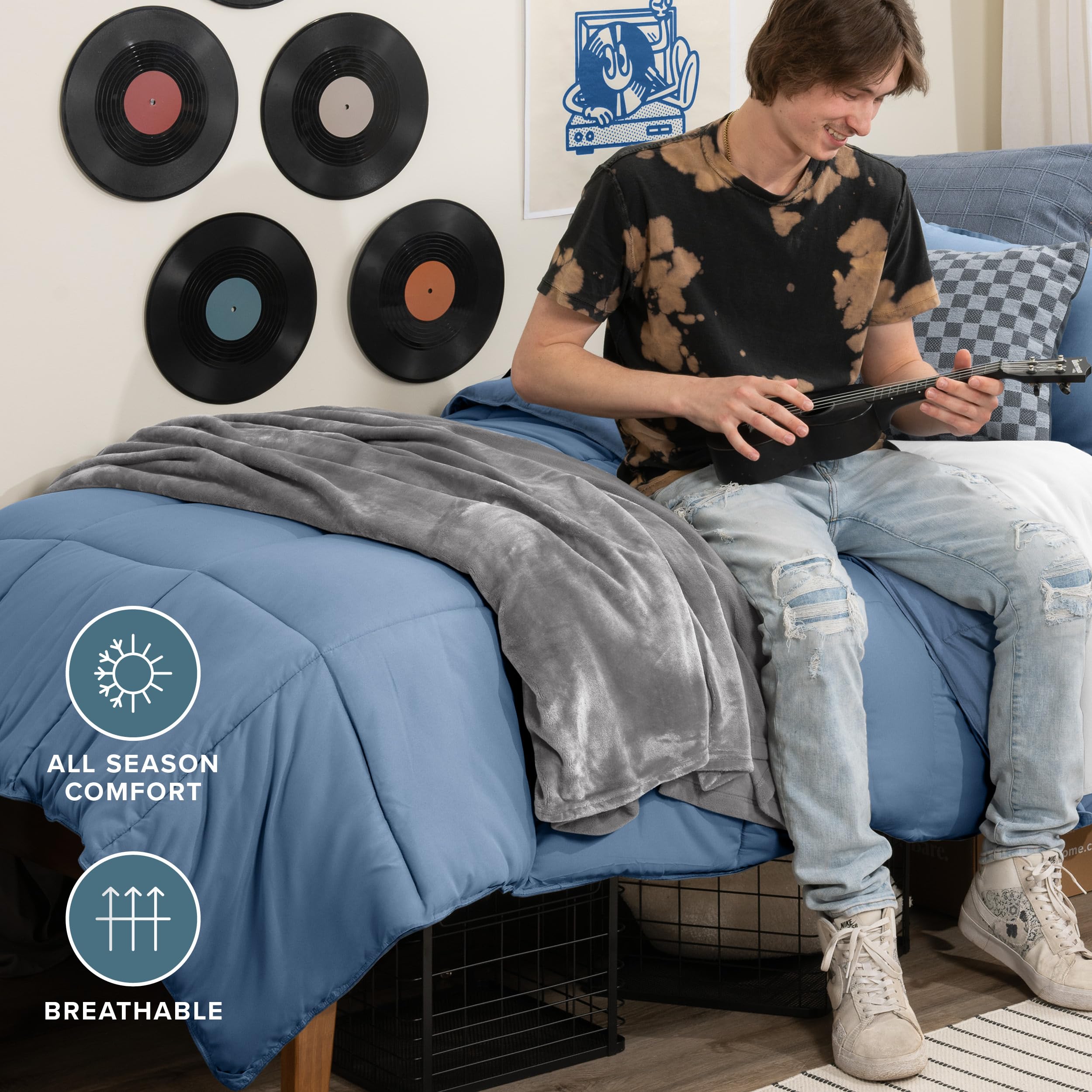 Bare Home comforter and matching sham neatly arranged for styling