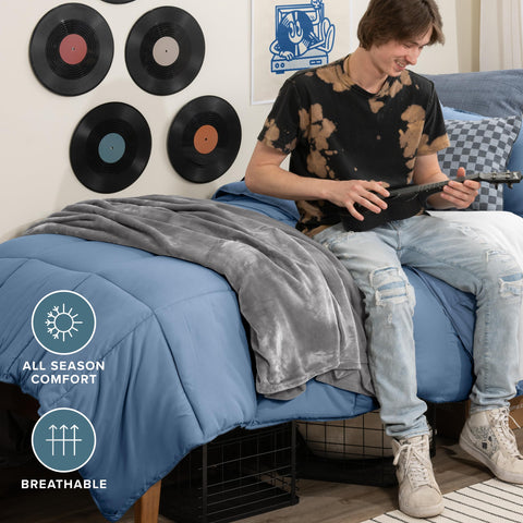 Bare Home comforter and matching sham neatly arranged for styling