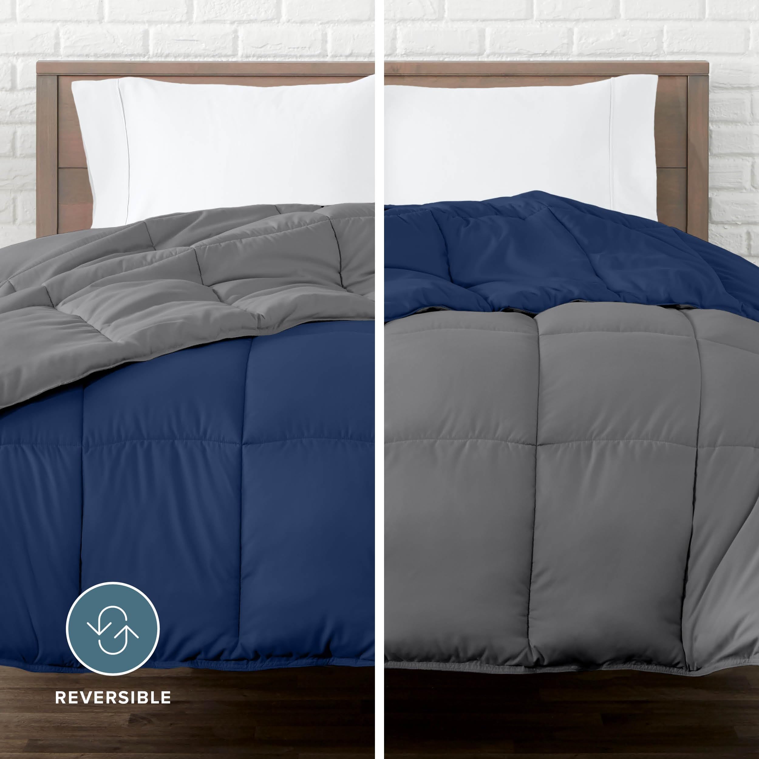 Bare Home comforter reverse side in grey offering quick style change benefit