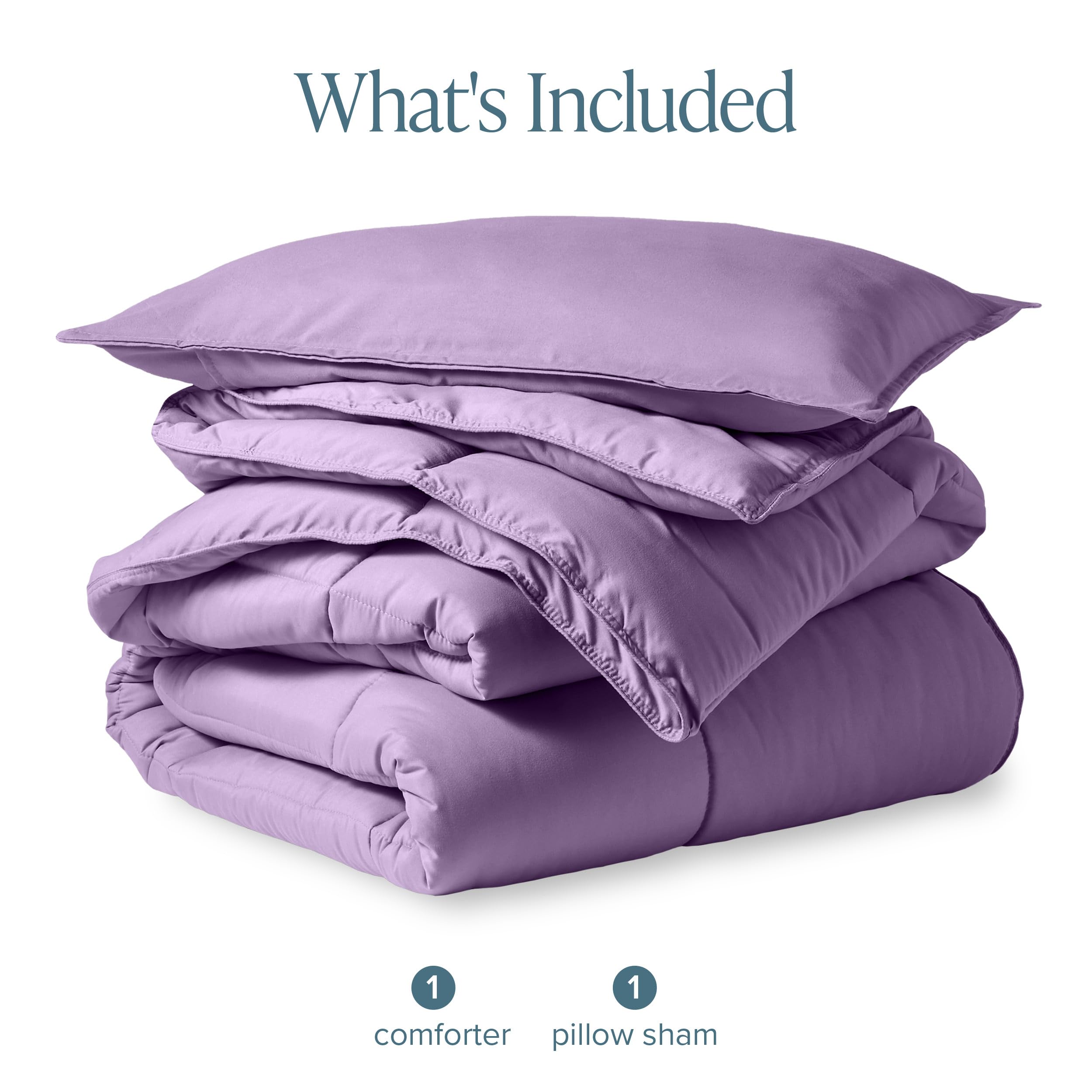 Bare Home comforter next to ruler showing 66x92 inch extra-long dimensions