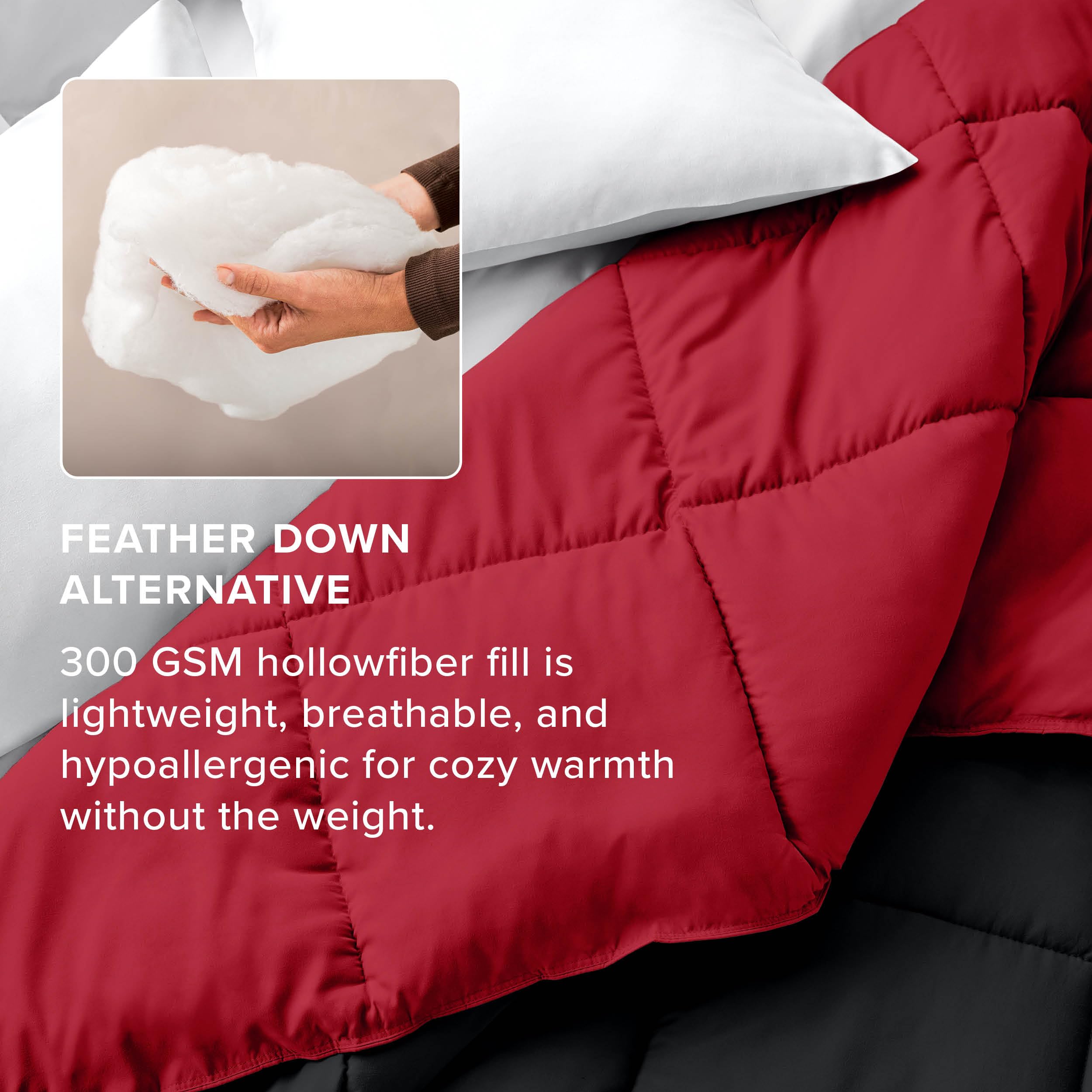 Bare Home comforter on a twin bed to illustrate true size and fit