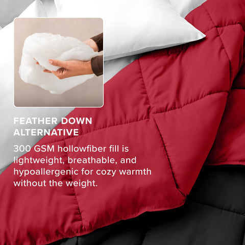 Bare Home comforter on a twin bed to illustrate true size and fit