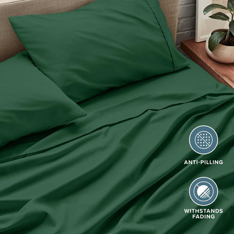 Bare Home fitted sheet demo on mattress showing pocket depth benefit: fits up to 15 inches