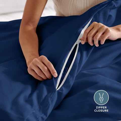Bare Home duvet cover styled on a made bed demonstrating finished look and room upgrade