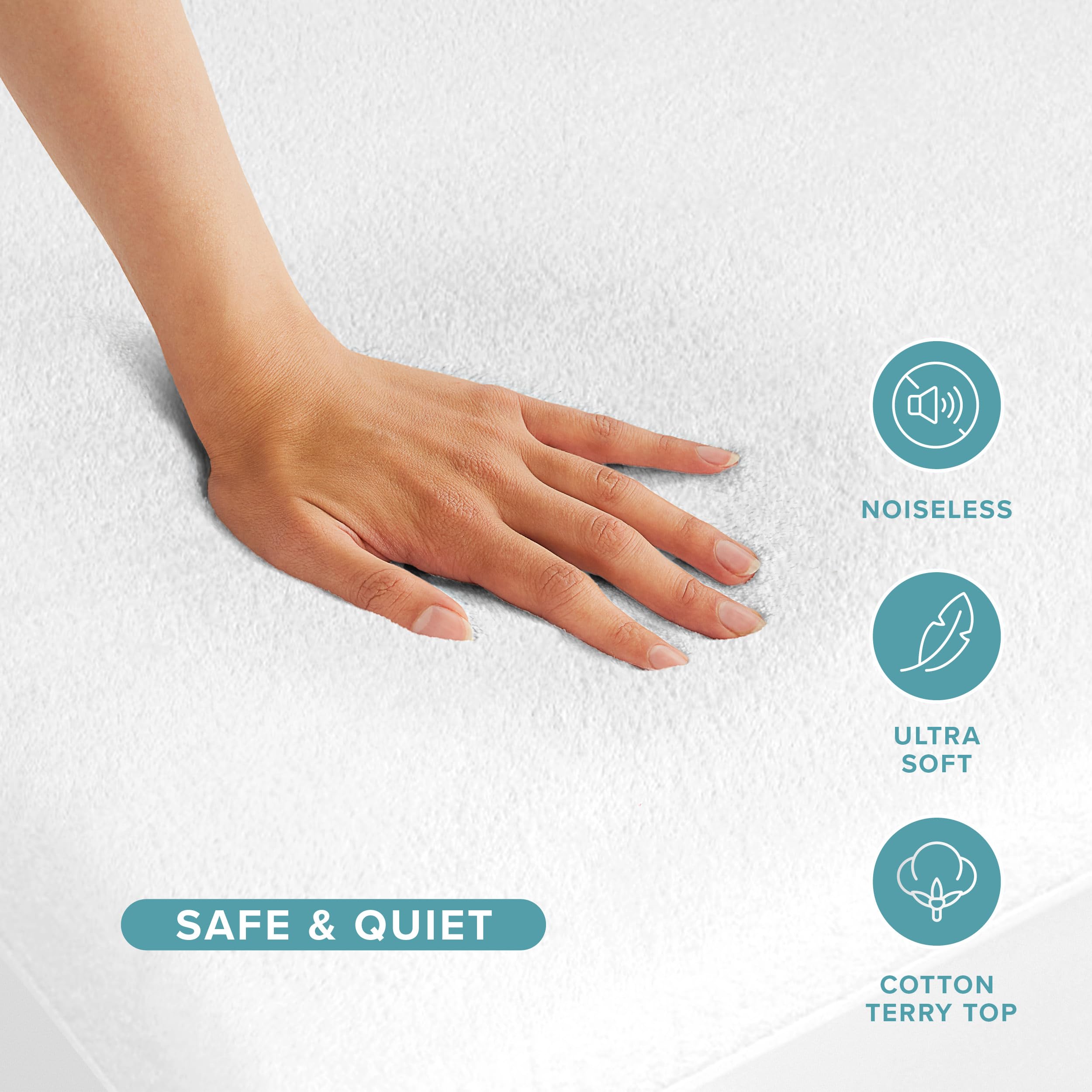Bare Home elastic skirt fit detail showing secure deep mattress hold