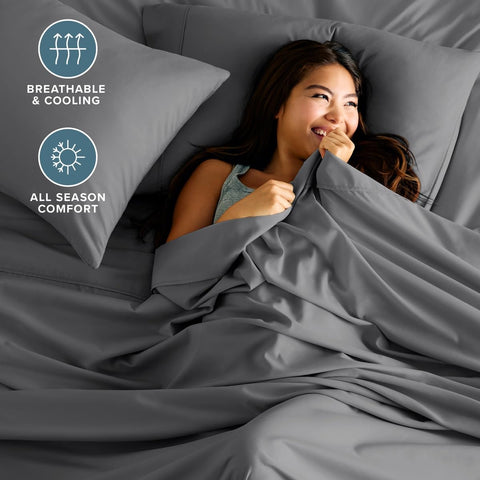 Bare Home fitted sheet elastic edge detail demonstrating secure all-around grip
