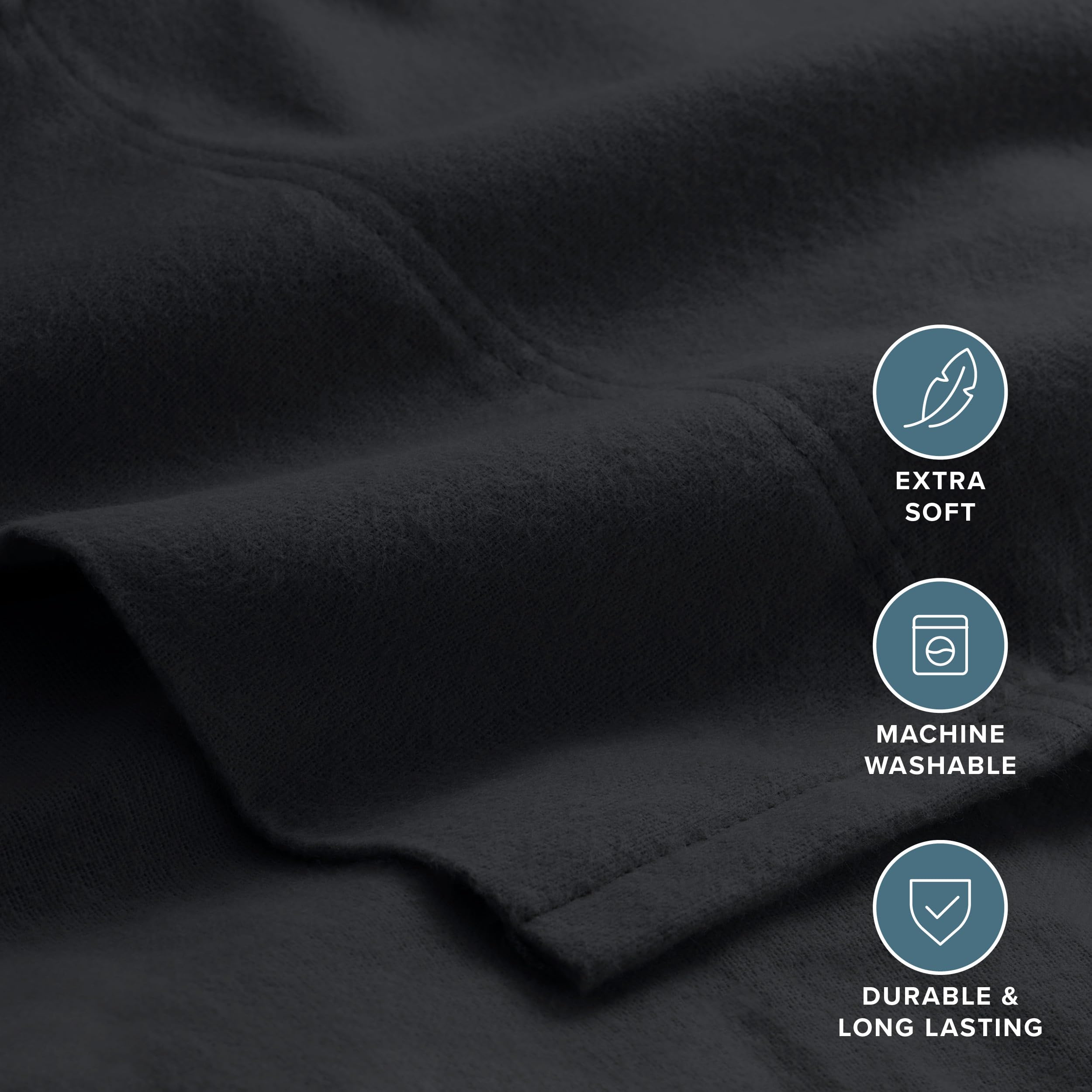 Bare Home close-up of brushed flannel texture highlighting soft plush feel and warmth