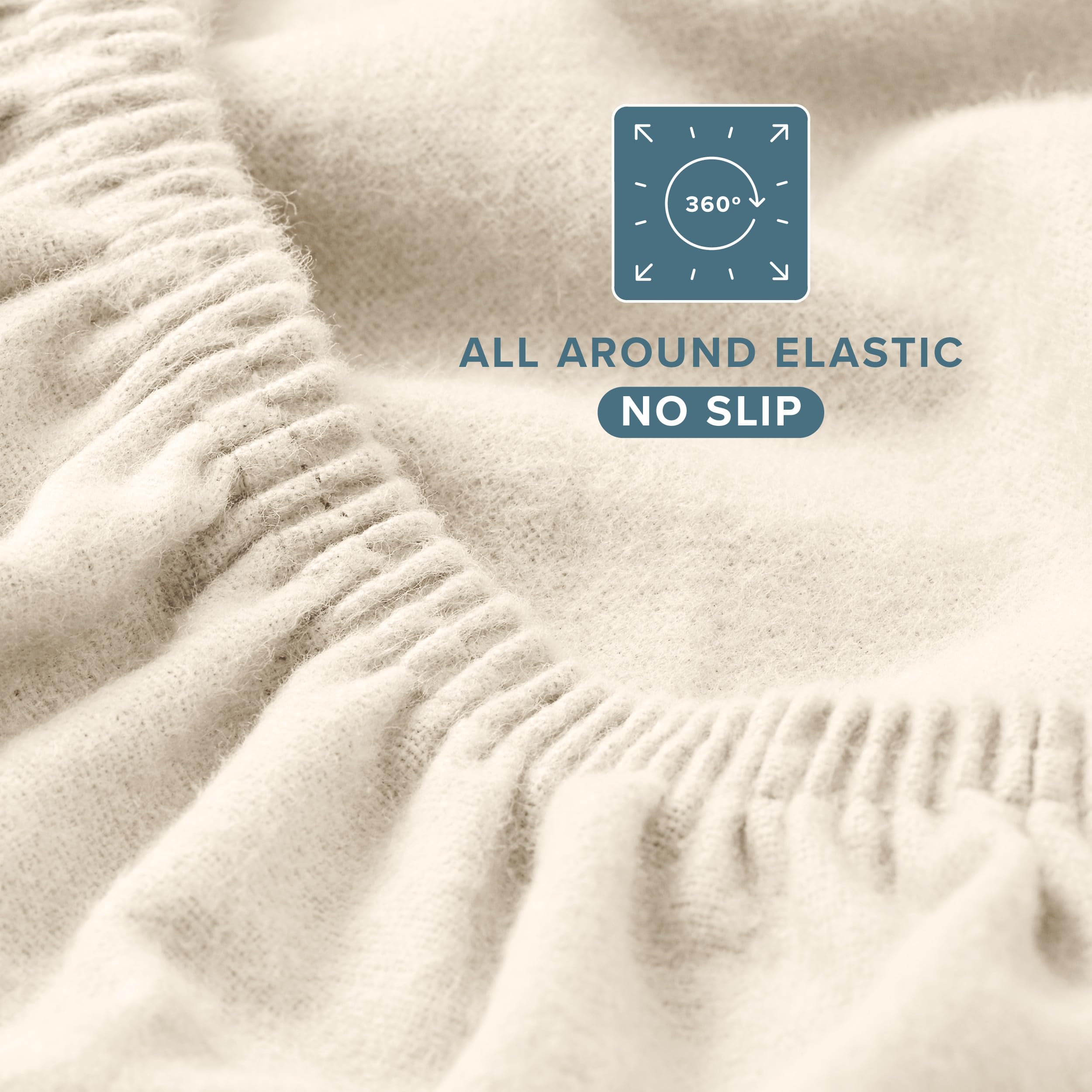 Bare Home close-up of double-brushed flannel texture showing softness and warmth benefit