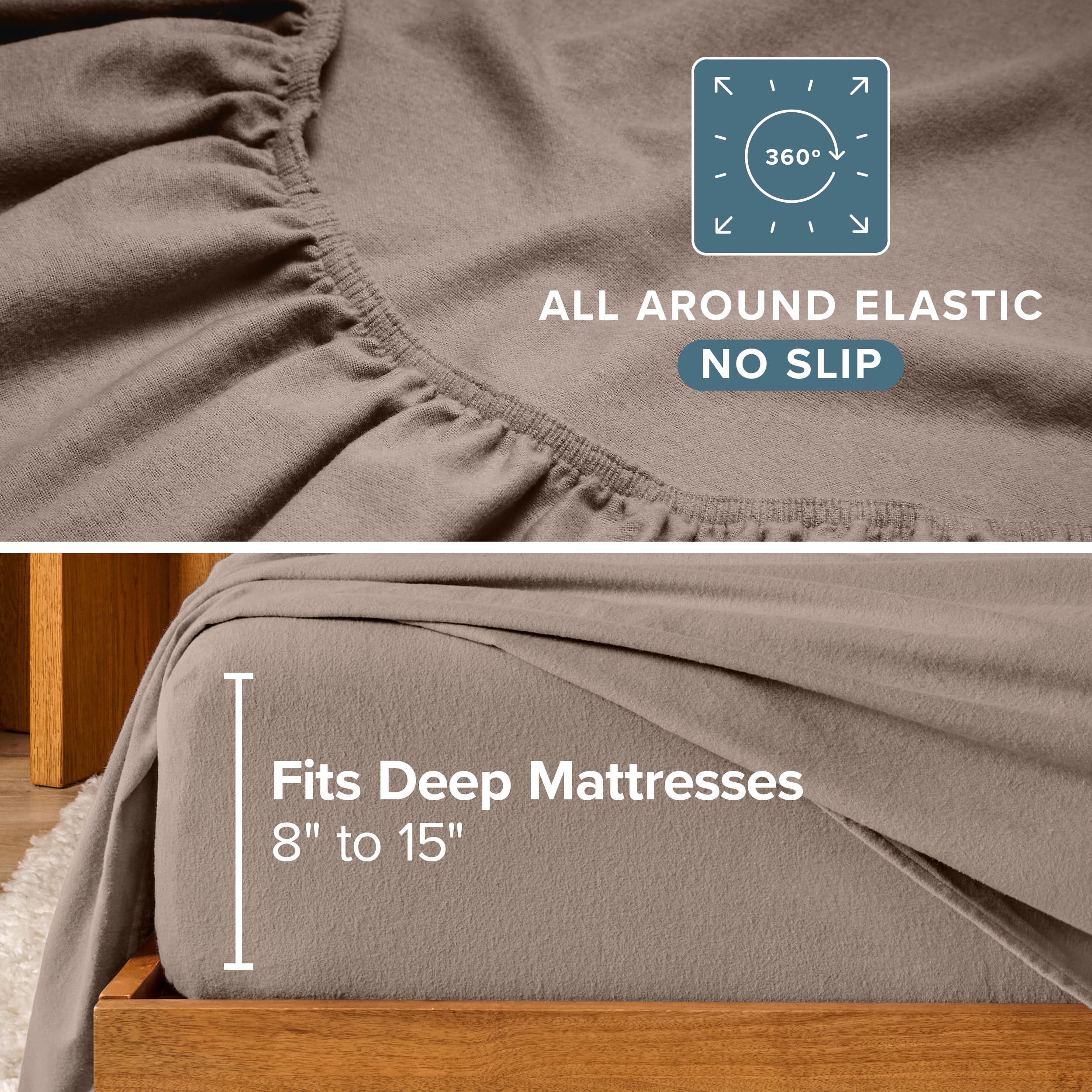 Bare Home sheets with measuring tape showing accurate king sizing benefit