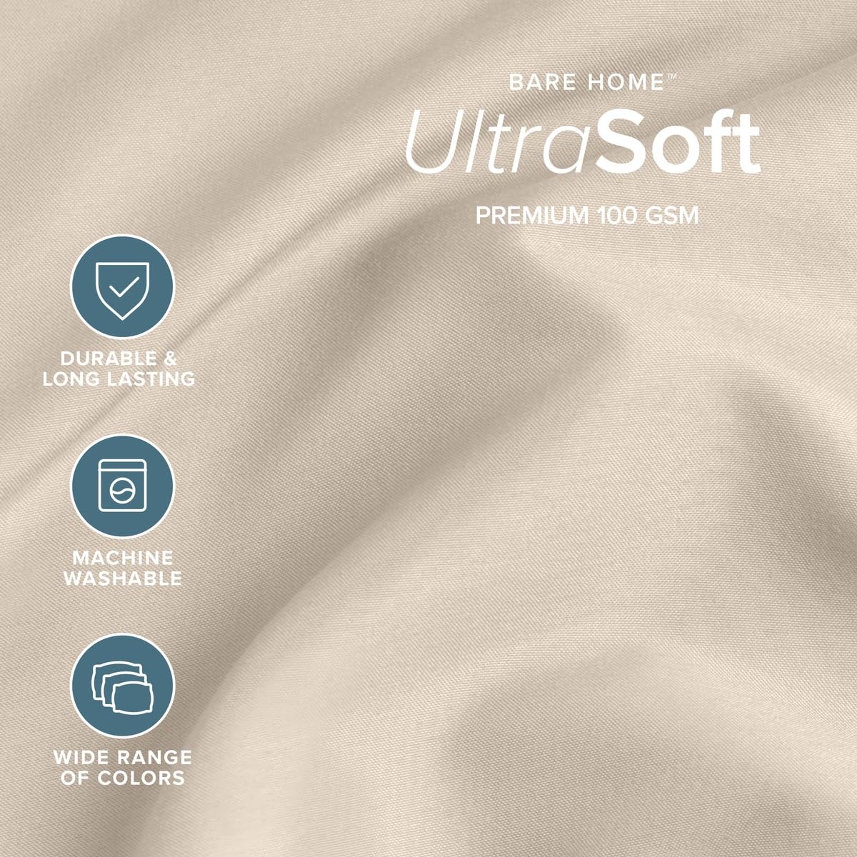 Bare Home flat sheet draped on bed demonstrating full XL coverage and neat look