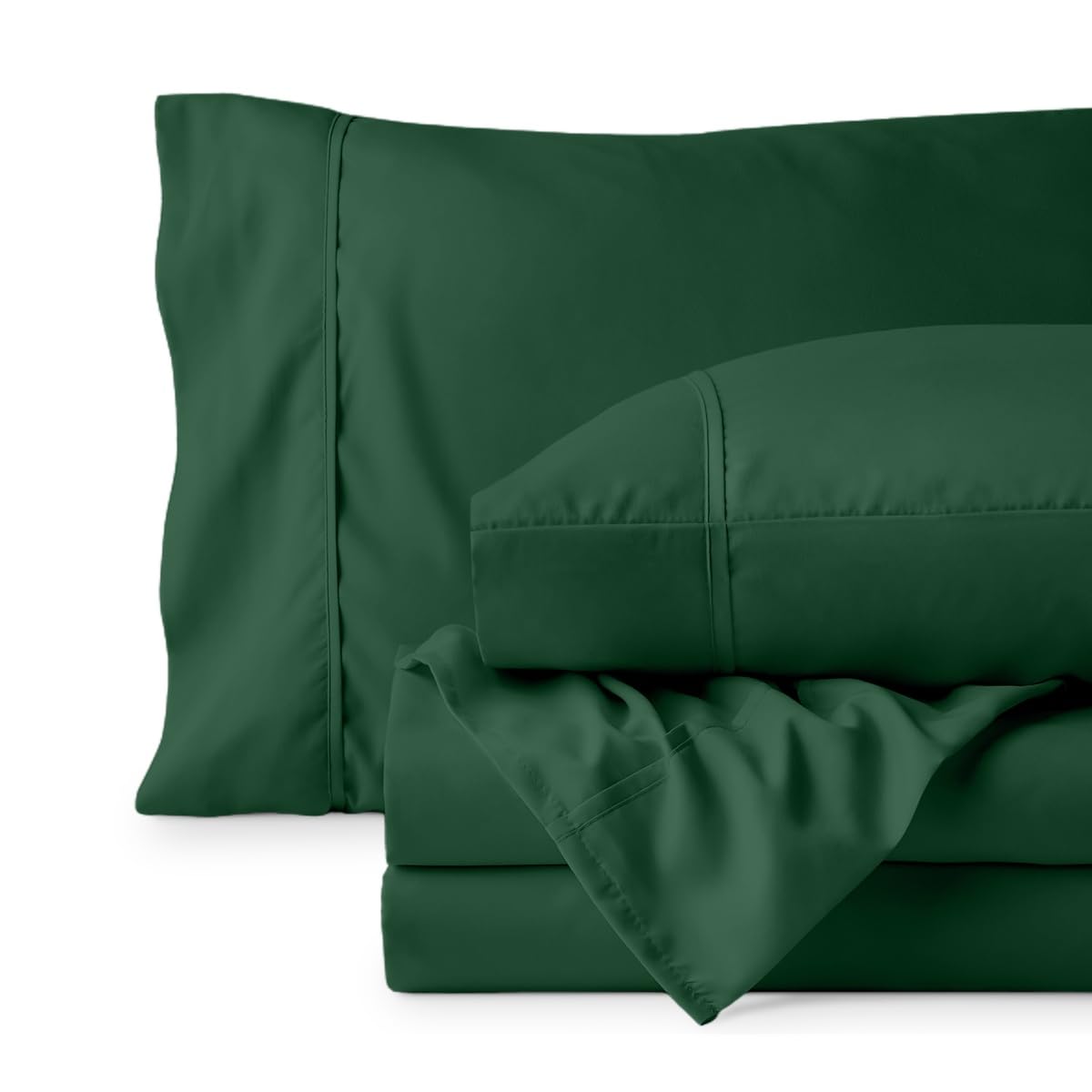 Bare Home folded sheet set ready to store showing neatness benefit: easy organization