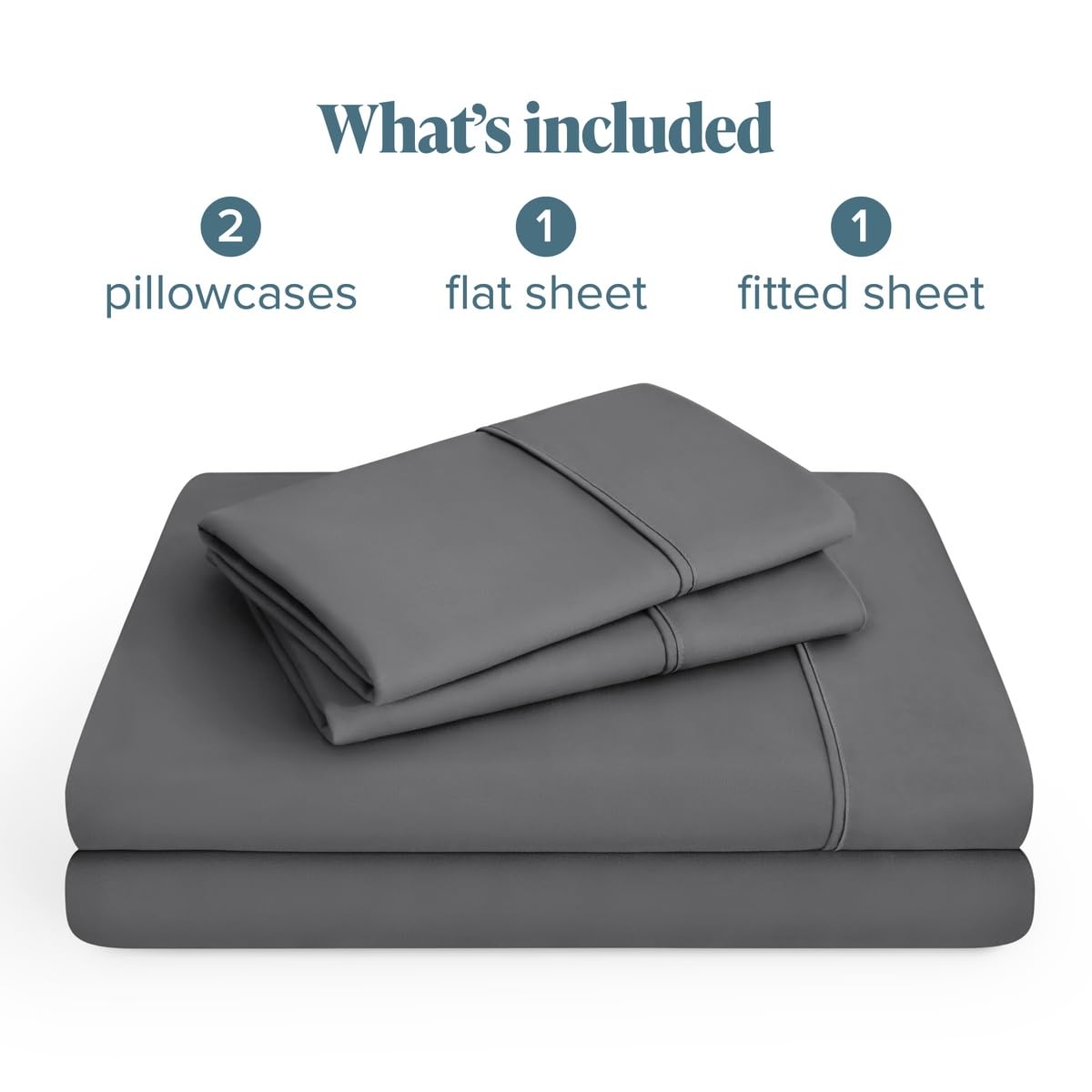 Bare Home folded sheet stack showing neat storage and tidy closet benefit