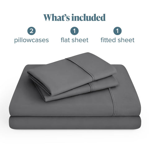 Bare Home folded sheet stack showing neat storage and tidy closet benefit