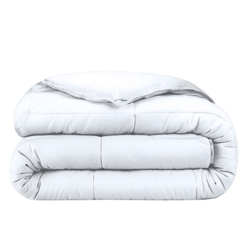 Bare Home front view of queen duvet insert showing neat white finish and neat fit
