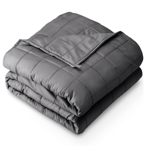 Bare Home front view of grey weighted blanket showing full coverage and comfort