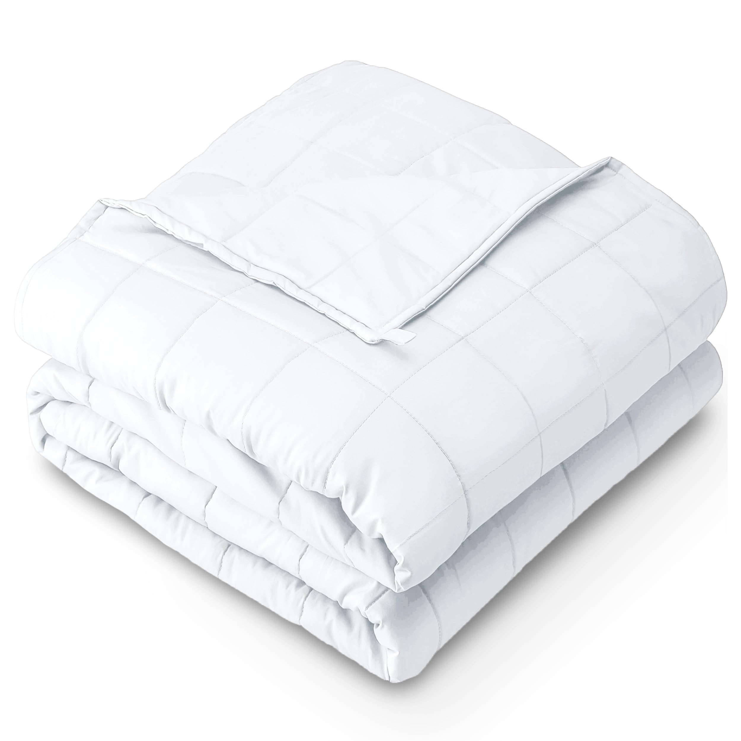 Bare Home front view of white 60x80 blanket showing neat finish and calming look