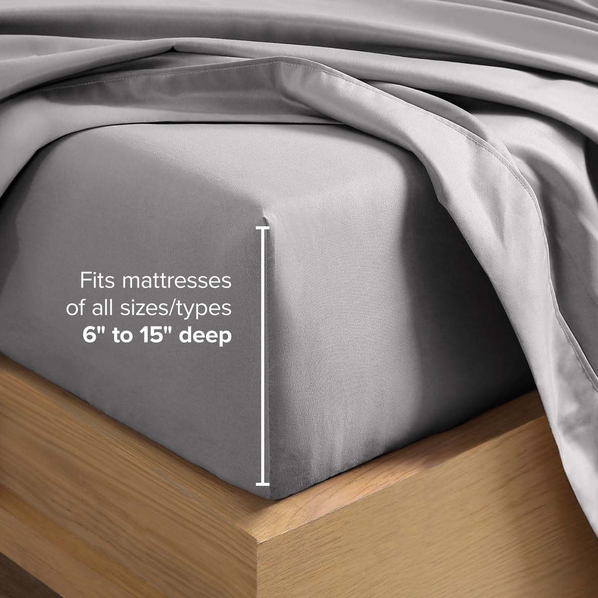 Bare Home fitted sheet elastic edge view illustrating full grip
