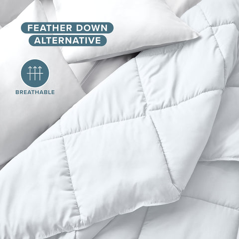 Bare Home comforter in washing machine illustrating easy-care, machine-washable