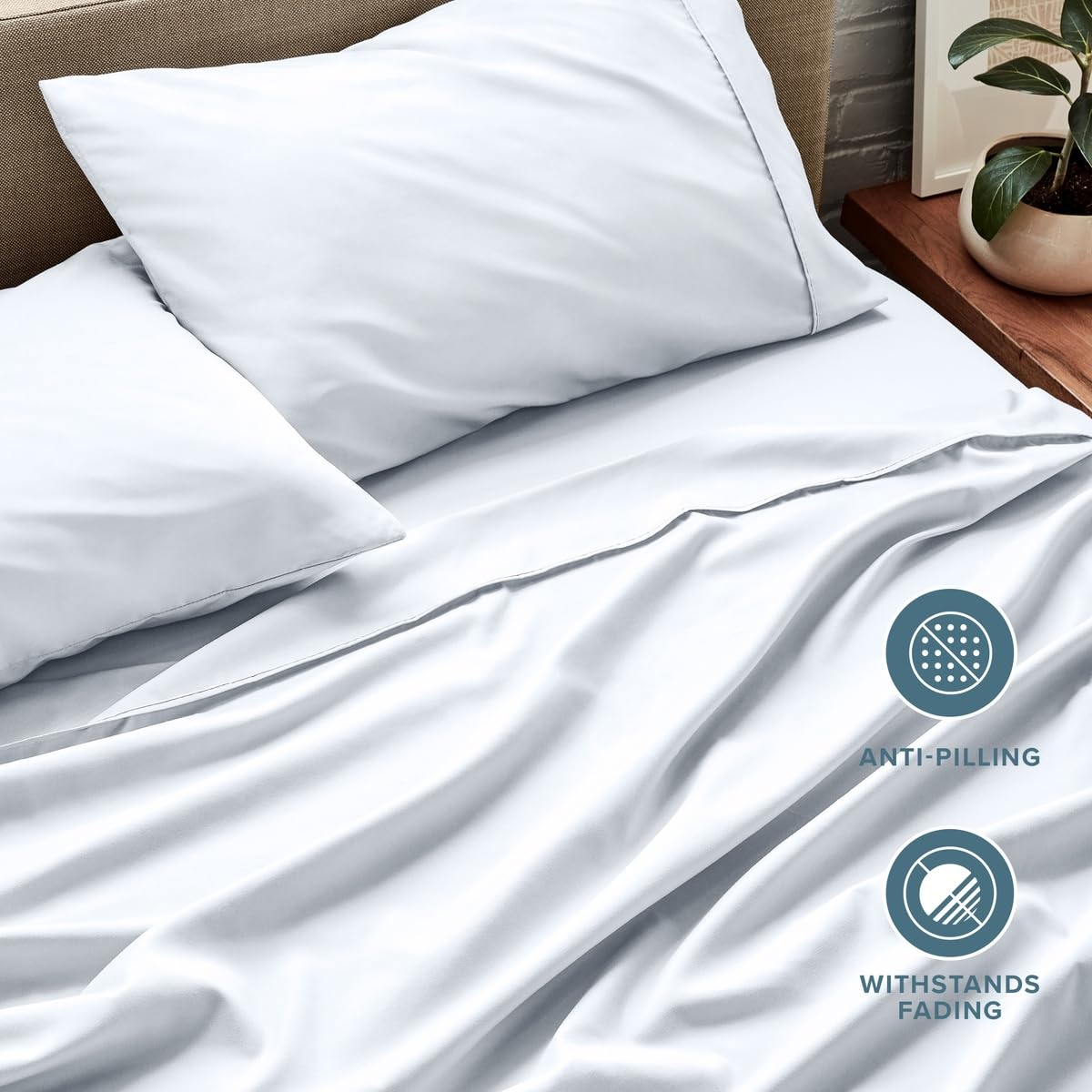 Bare Home lifestyle bedroom scene showing crisp white styling and comfort