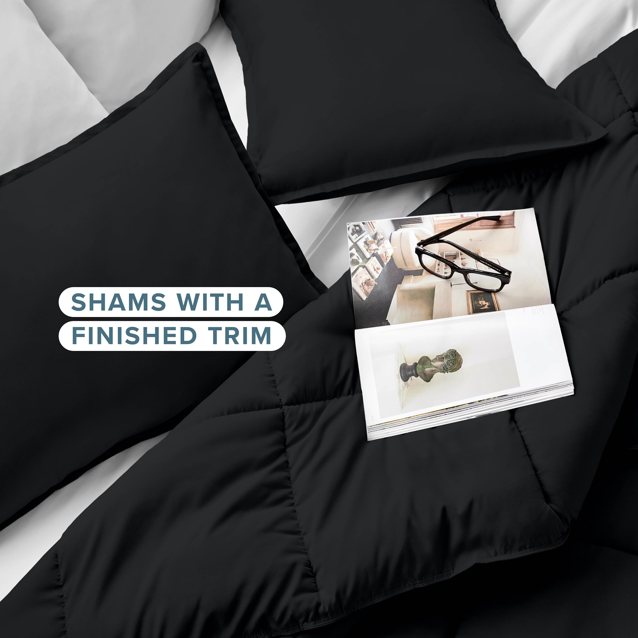 Bare Home pillow sham front view matching comforter and adding coordinated bed styling