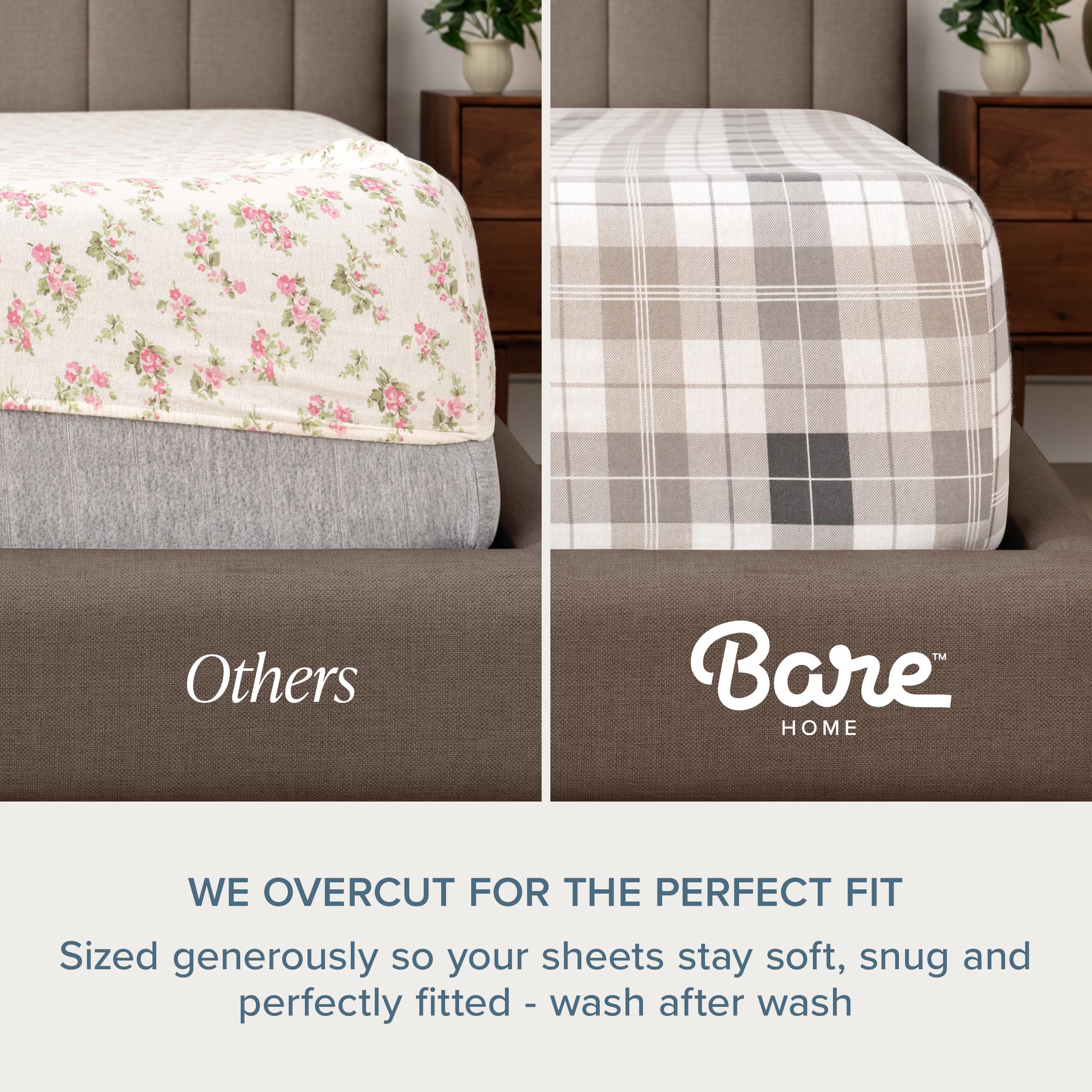 Bare Home two king pillowcases stacked illustrating size and comfort