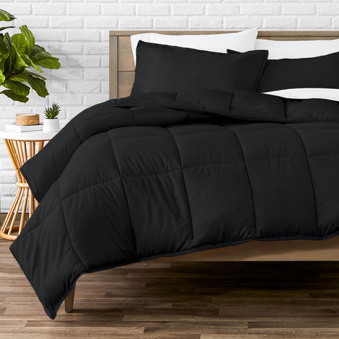 Bare Home comforter front view showing black color and neat finish, enhances bedroom style