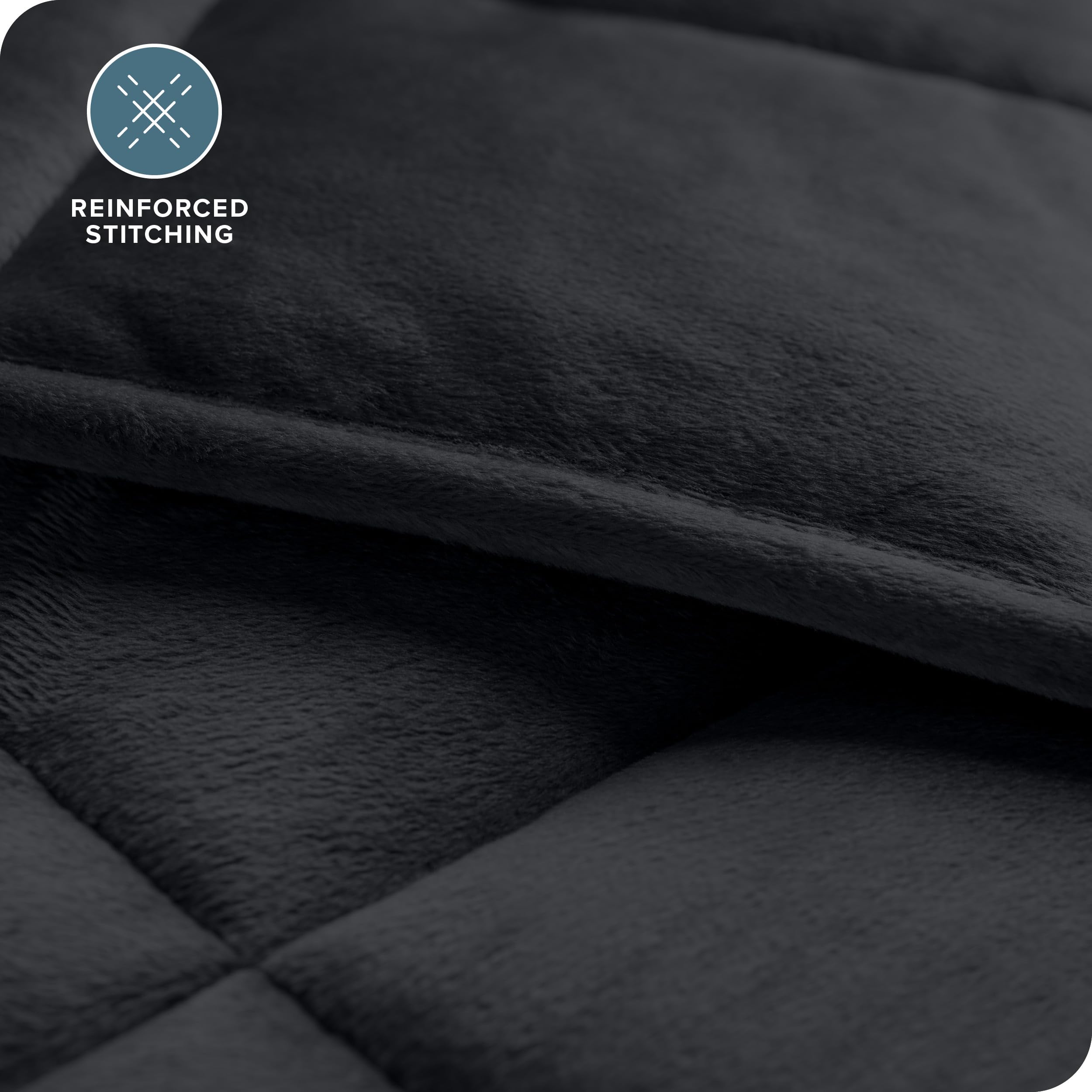 Bare Home weighted blanket draped over person for scale and appropriate bed fit