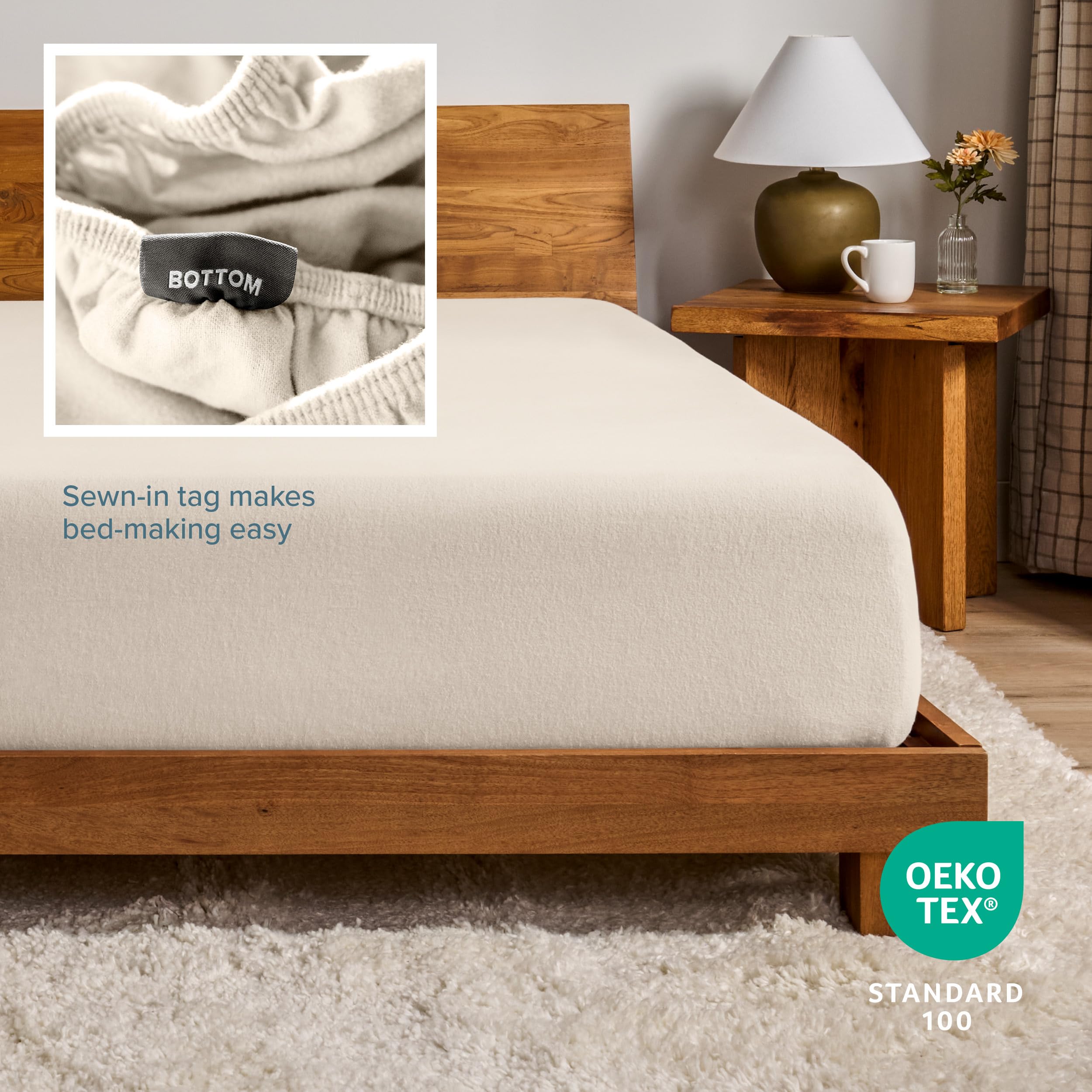 Bare Home folded sheet illustrating neat storage and easy linen organization benefit