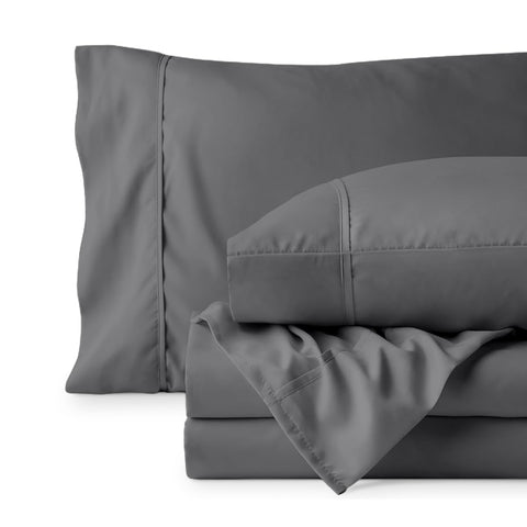 Bare Home folded sheet set ready for storage showing neat organization benefit