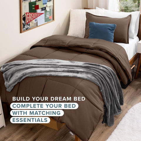 Bare Home Twin XL sheet set on dorm bed showing size and scale