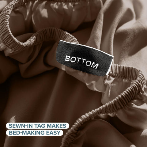 Bare Home sheets dressed on Twin XL mattress in bedroom for real-fit view