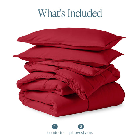 Bare Home comforter overhang comparison illustrating queen sizing and bed coverage