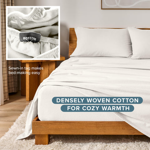 Bare Home fitted sheet on mattress illustrating fit on thick topper