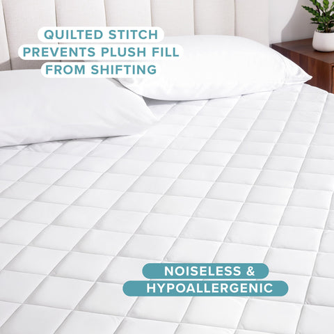 Bare Home twin mattress pad beside ruler showing correct 39x75 size