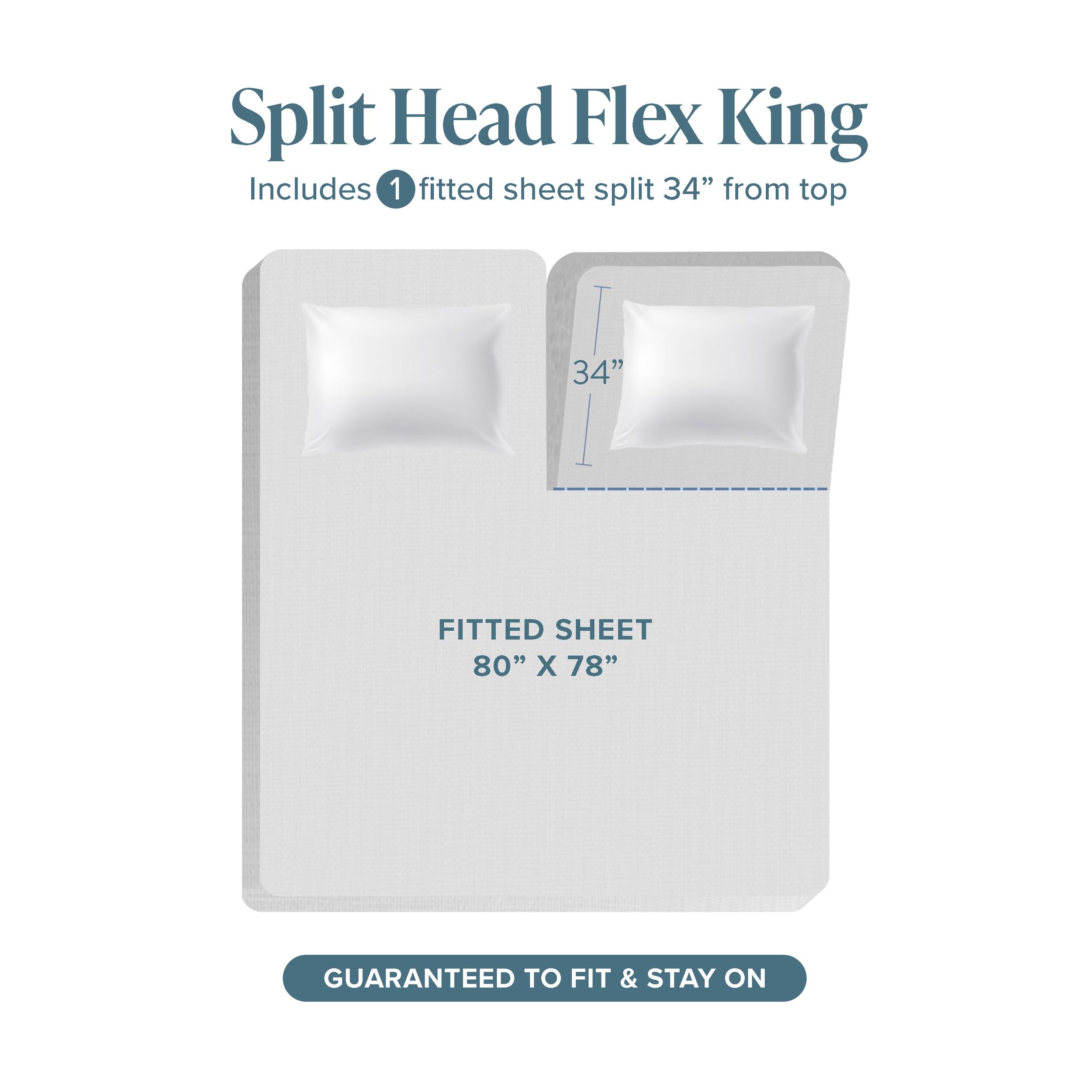 Bare Home close-up of Split Head Flex King fitted sheet showing secure all-around elastic grip
