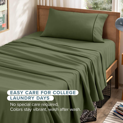 Bare Home sheets styled on a Twin XL mattress in a relaxed bedroom scene