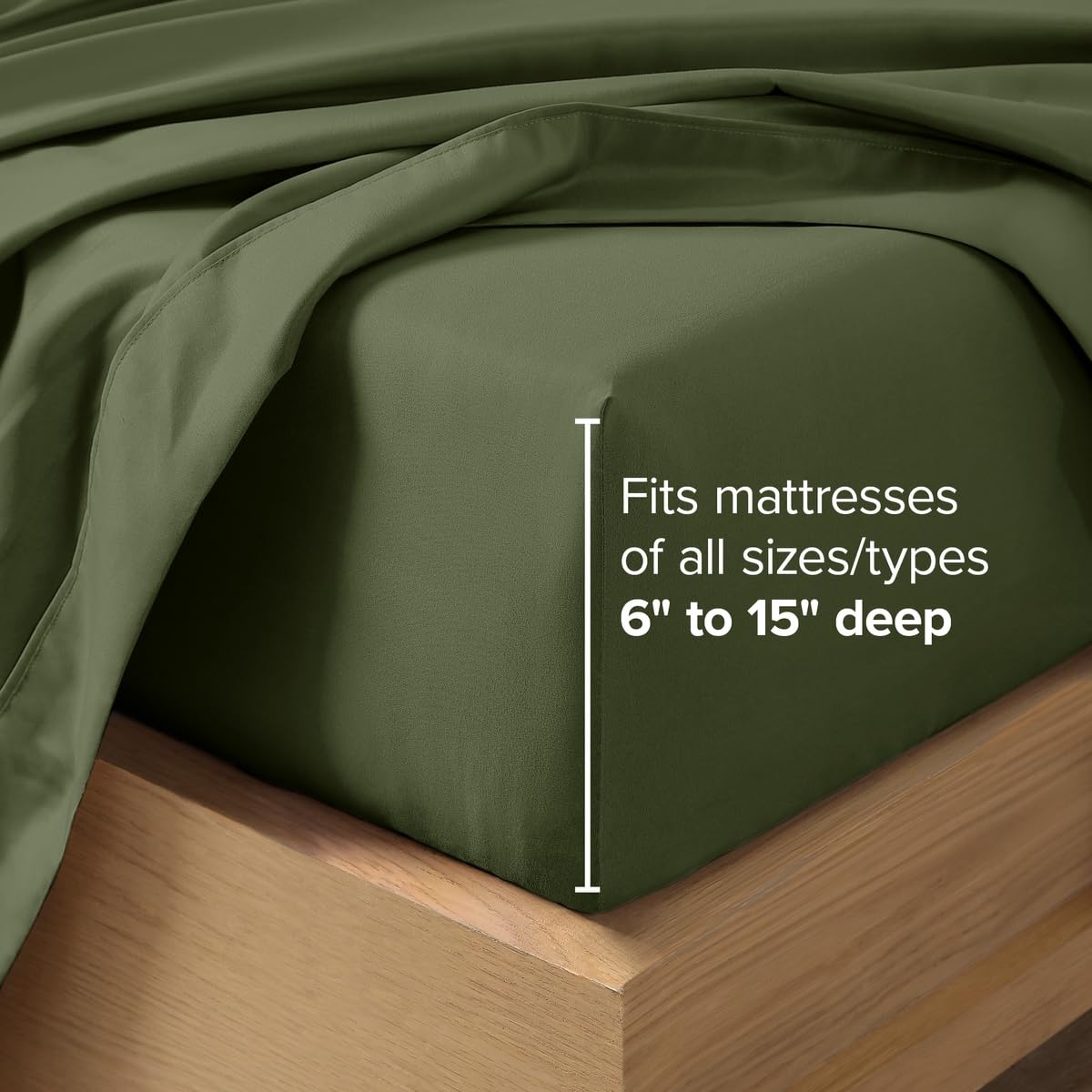 Bare Home Twin XL sheets with ruler to show 15-inch pocket depth fit