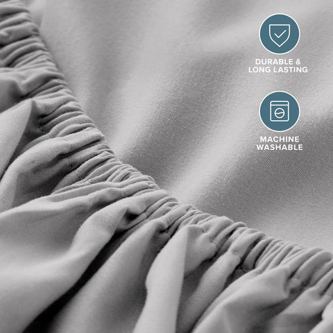 Bare Home two-pack folded light grey sheets showing value and ready-to-use convenience