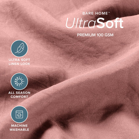 Bare Home close-up of washed microfiber texture showing soft, linen-like benefit