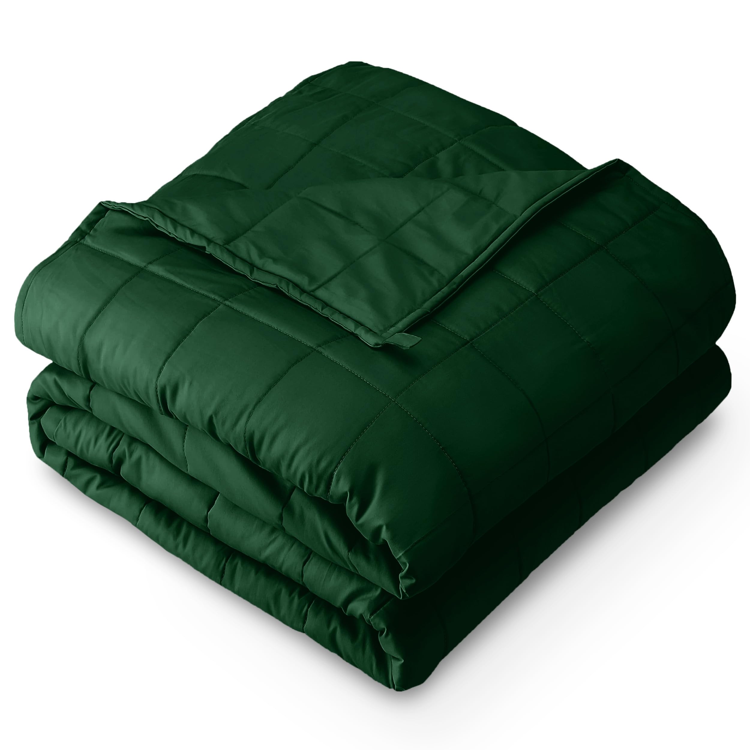Bare Home blanket front view forest green showing full coverage and calming color