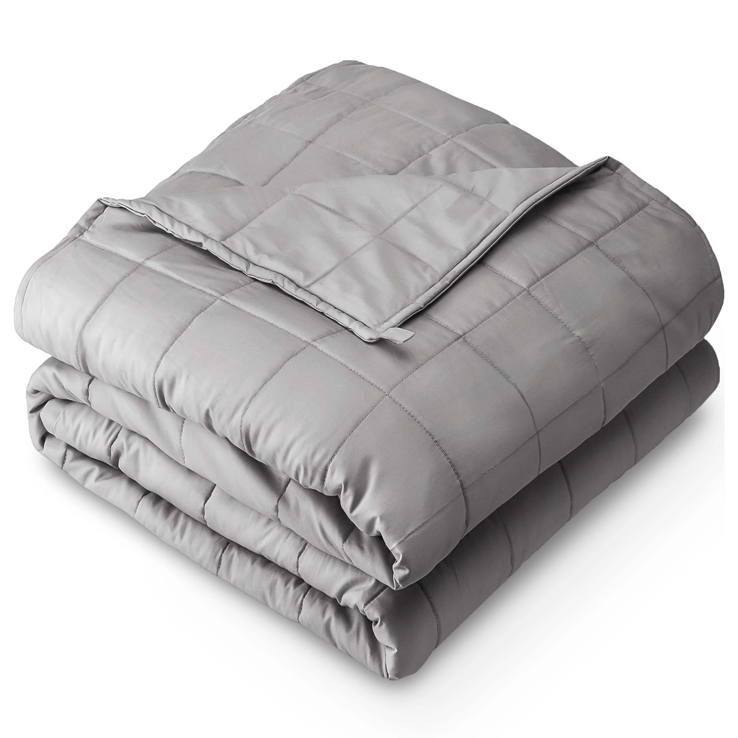 Bare Home front view of light grey weighted blanket showing full size and clean look