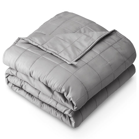 Bare Home front view of light grey weighted blanket showing full size and clean look
