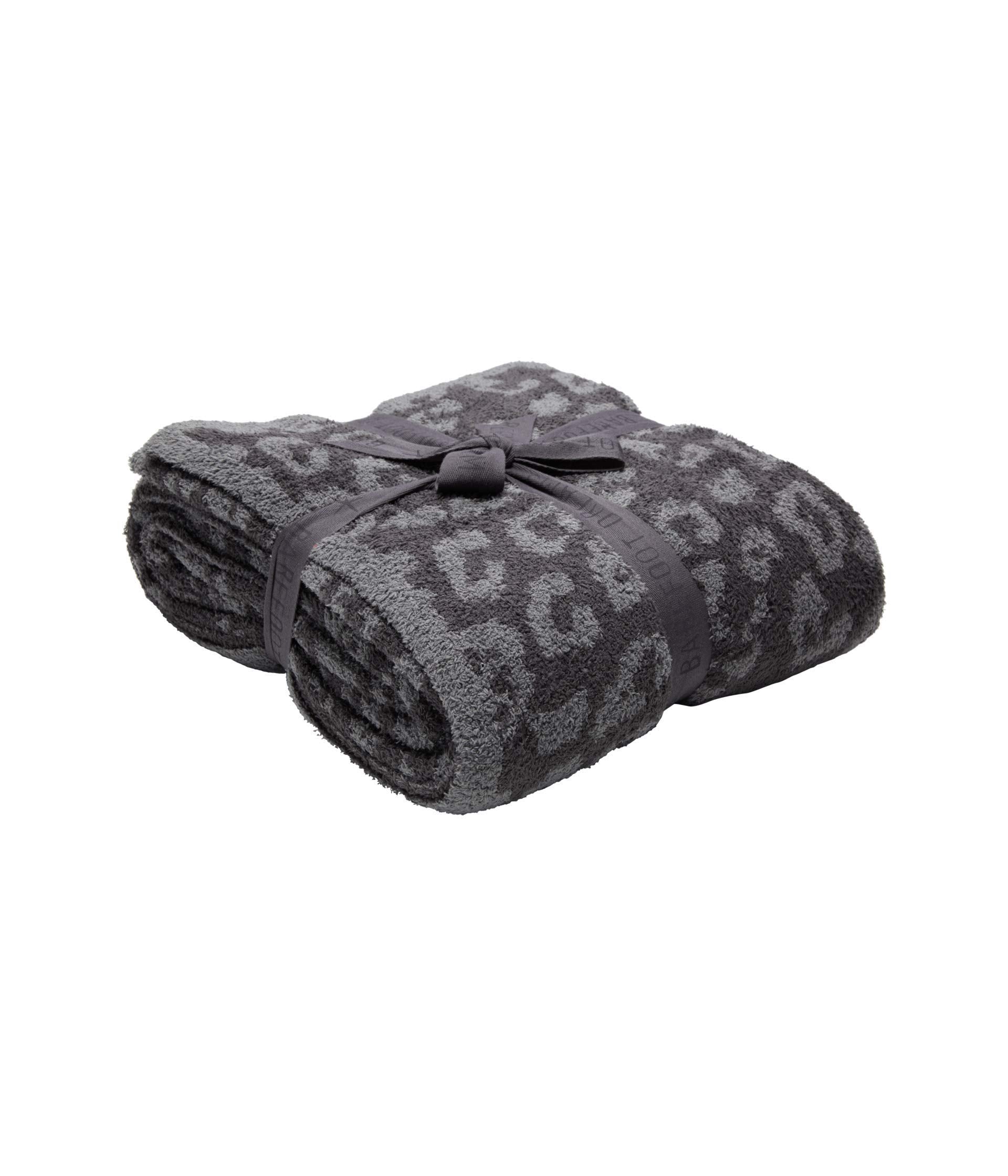 Barefoot Dreams front view of patterned throw showing plush texture and stylish gift-ready packaging