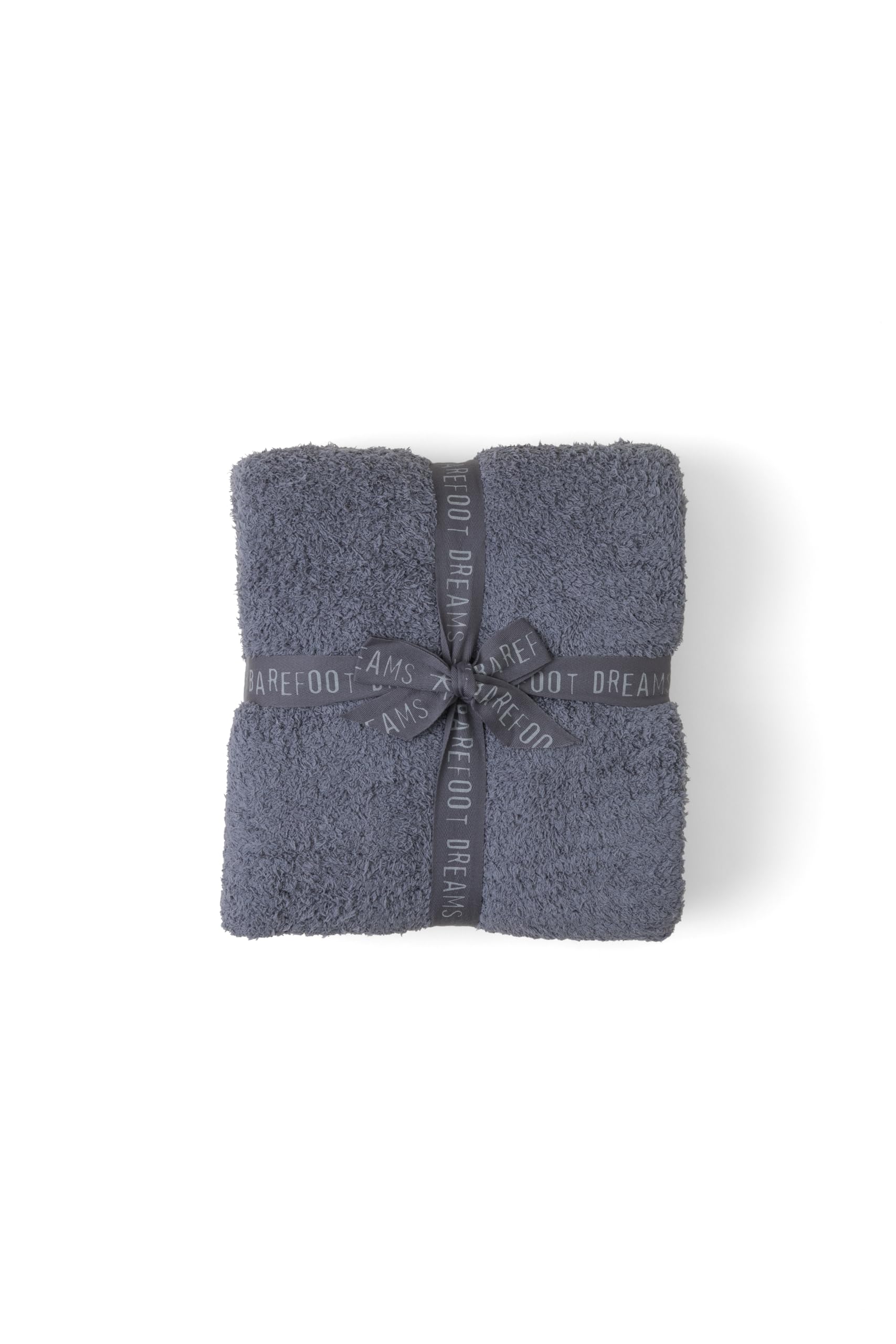 Barefoot Dreams CozyChic throw front view showing graphite color and plush texture for cozy styling