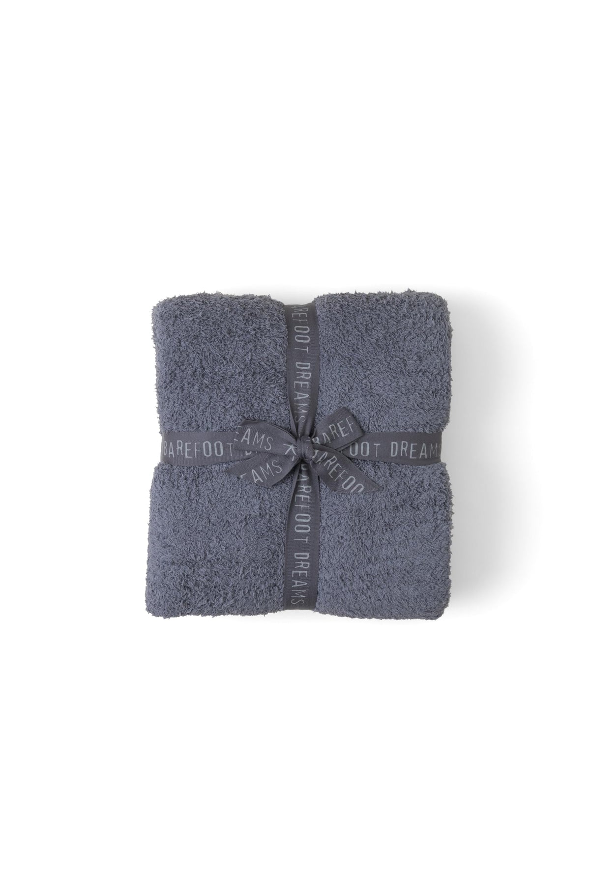 Barefoot Dreams CozyChic throw front view showing graphite color and plush texture for cozy styling