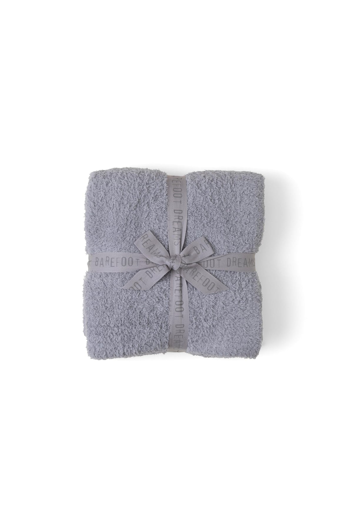 Barefoot Dreams front view of dove gray throw showing plush texture and cozy appeal