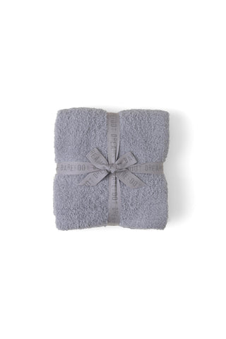 Barefoot Dreams front view of dove gray throw showing plush texture and cozy appeal
