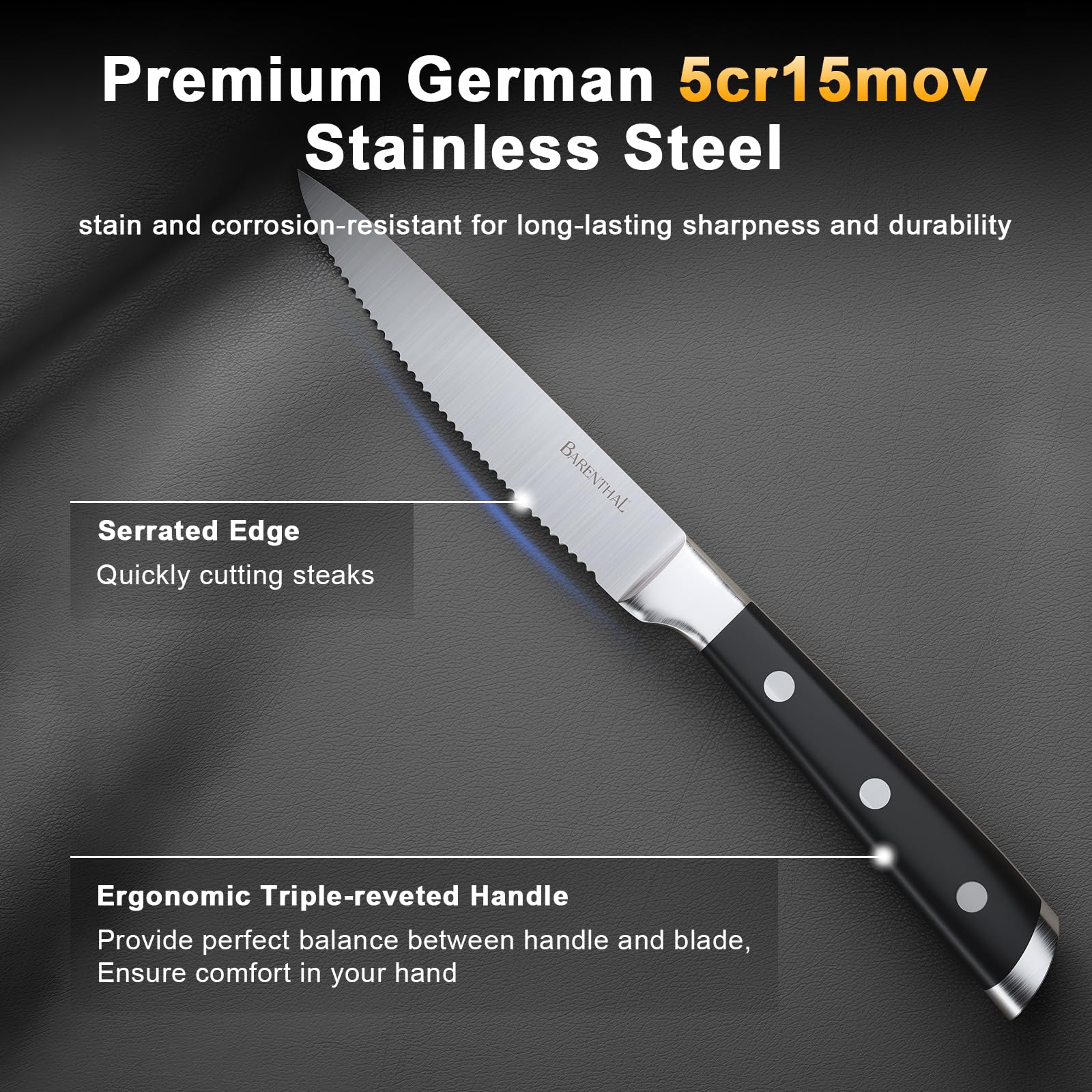 Barenthal close-up of serrated edge highlighting precise cutting performance