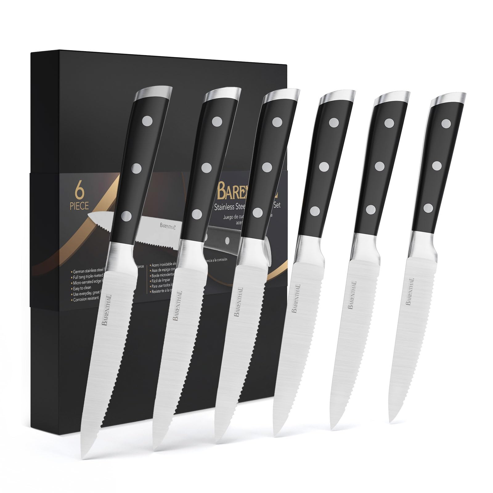 Barenthal front view of boxed set with block showing elegant presentation